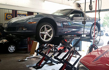 Corvette on a lift